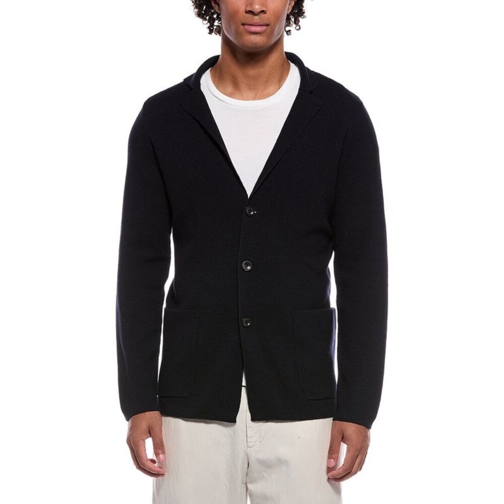 Slowear Mens  Virgin Wool Sweater Jacket, Blue